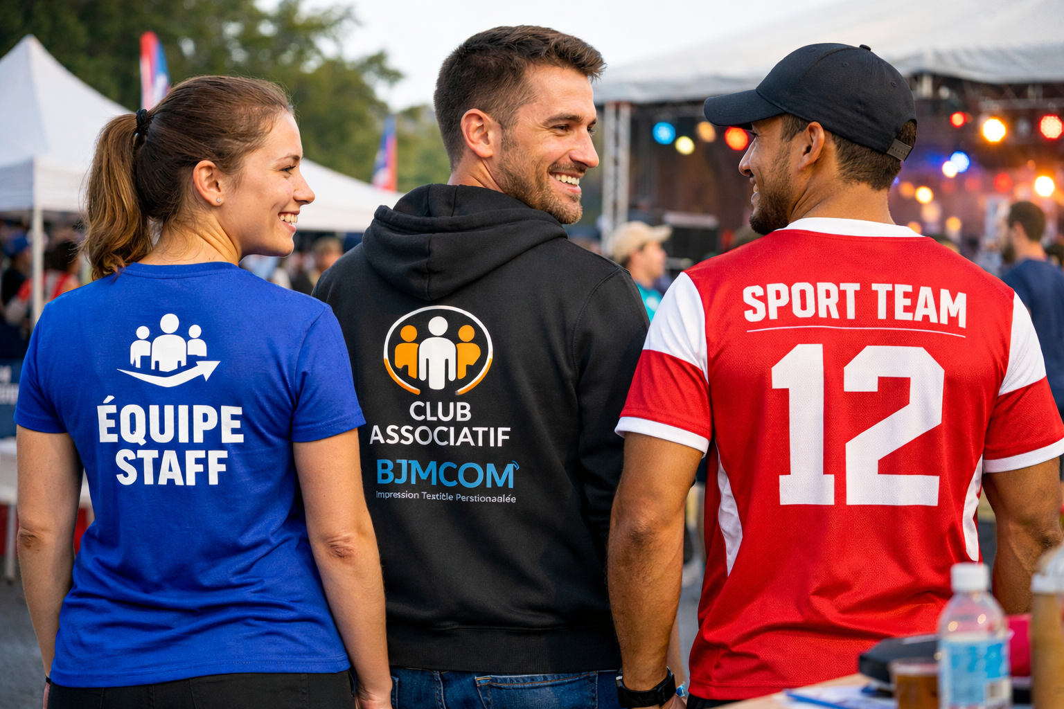 Impression textile personnalisée BJMCOM : broderie de qualité pour événements, associations et clubs